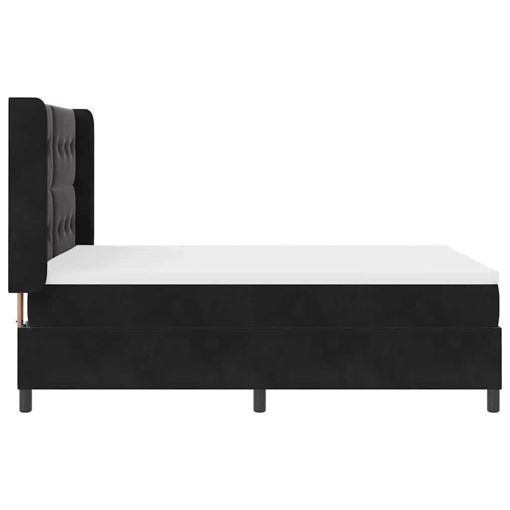 Lit à ressorts avec tête de lit Noir 140 x 190 cm Velours - XIOS