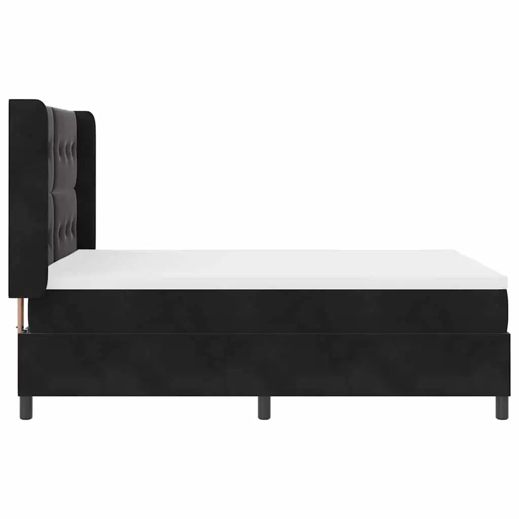Lit à ressorts avec tête de lit Noir 140 x 190 cm Velours - XIOS