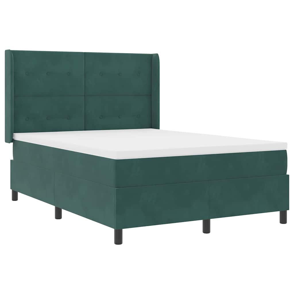 Lit à ressorts avec tête de lit Vert foncé 140 x 190 cm Velours - XIOS