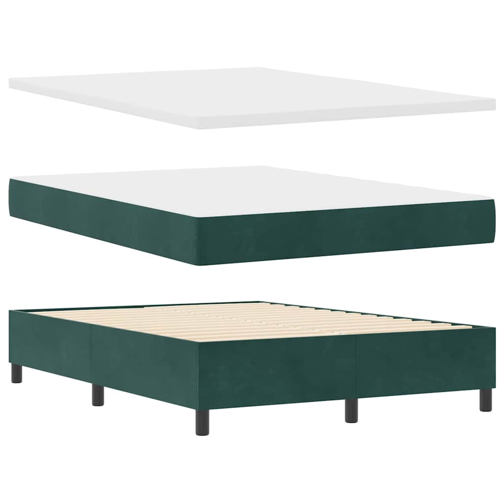 Lit à ressorts avec tête de lit Vert foncé 140 x 190 cm Velours - XIOS