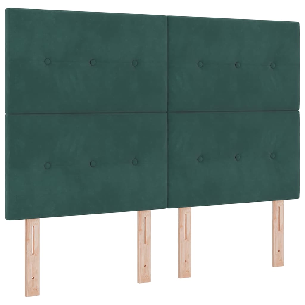 Lit à ressorts avec tête de lit Vert foncé 140 x 190 cm Velours - XIOS