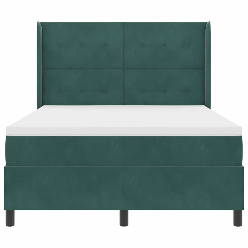 Lit à ressorts avec tête de lit Vert foncé 140 x 190 cm Velours - XIOS