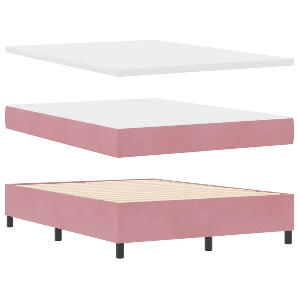 Lit à ressorts avec tête de lit Rose 140 x 190 cm Velours - XIOS