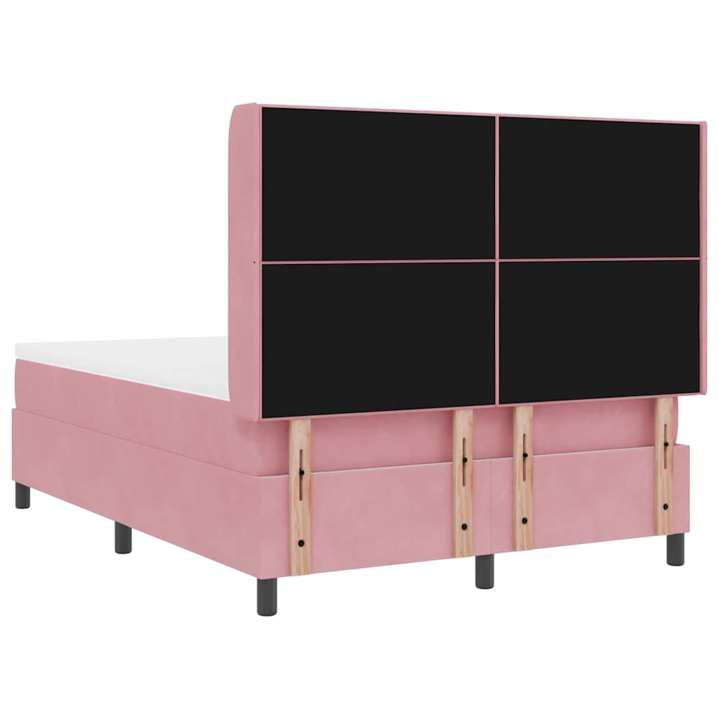 Lit à ressorts avec tête de lit Rose 140 x 190 cm Velours - XIOS