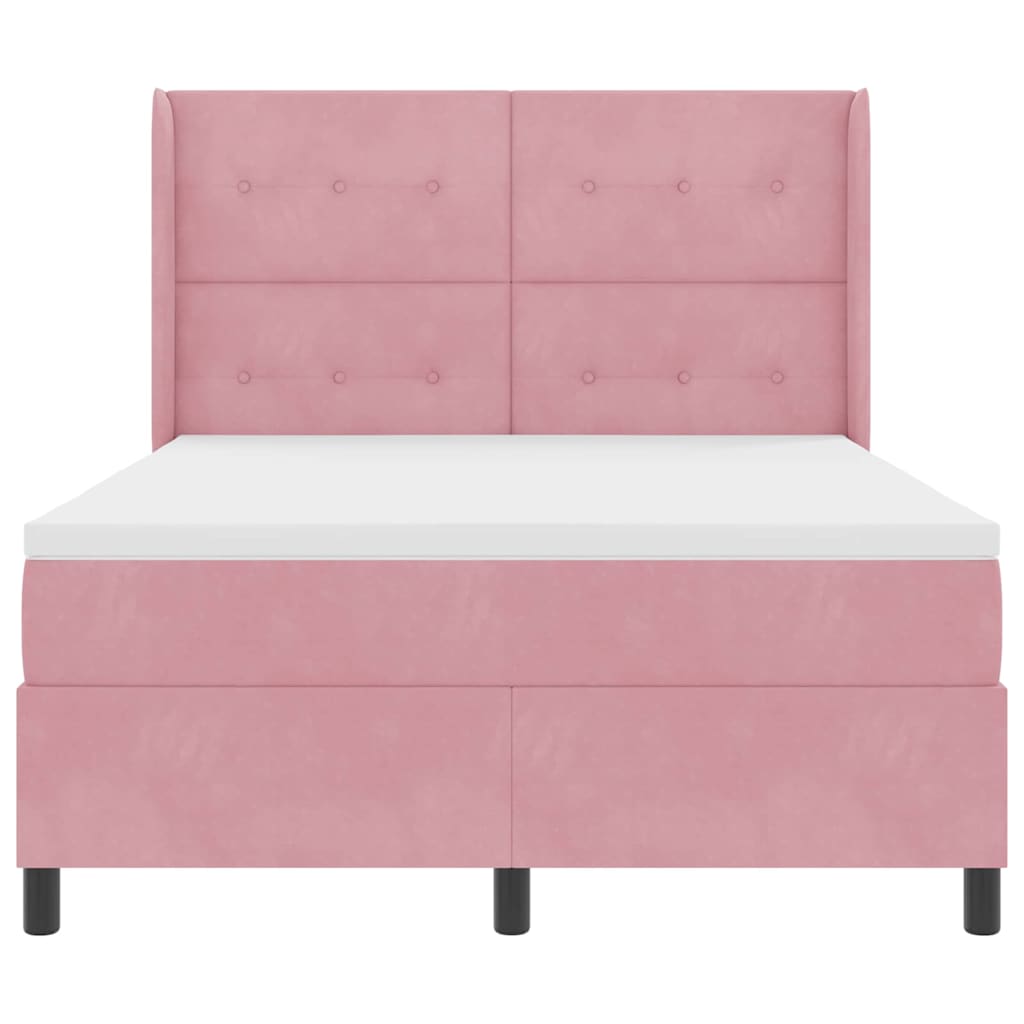 Lit à ressorts avec tête de lit Rose 140 x 190 cm Velours - XIOS