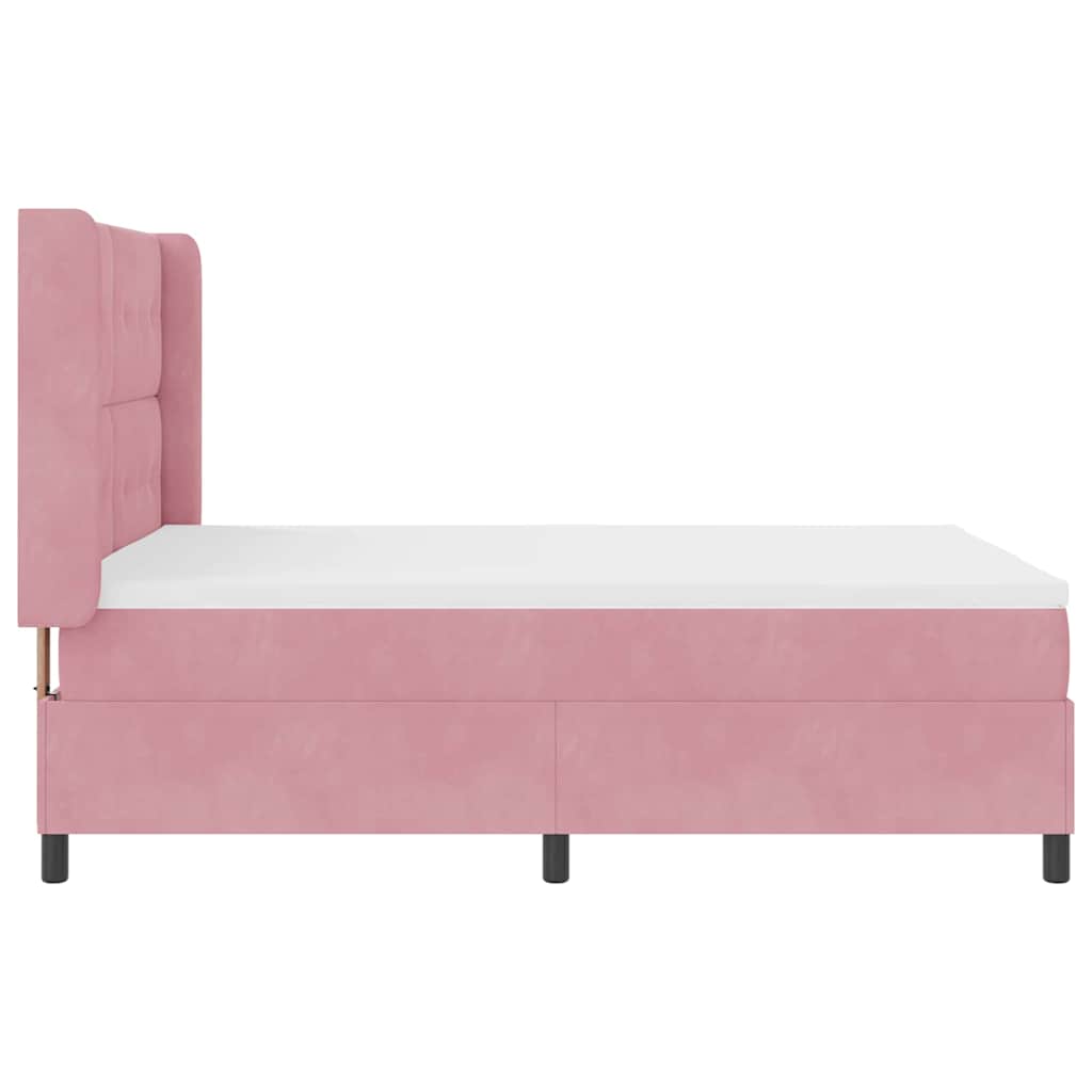 Lit à ressorts avec tête de lit Rose 140 x 190 cm Velours - XIOS
