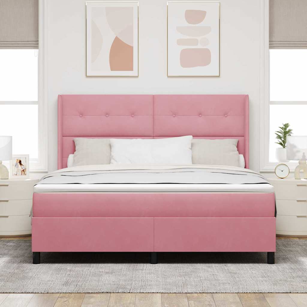 Lit à ressorts avec matelas Rose 180 x 200 cm Velours - XIOS
