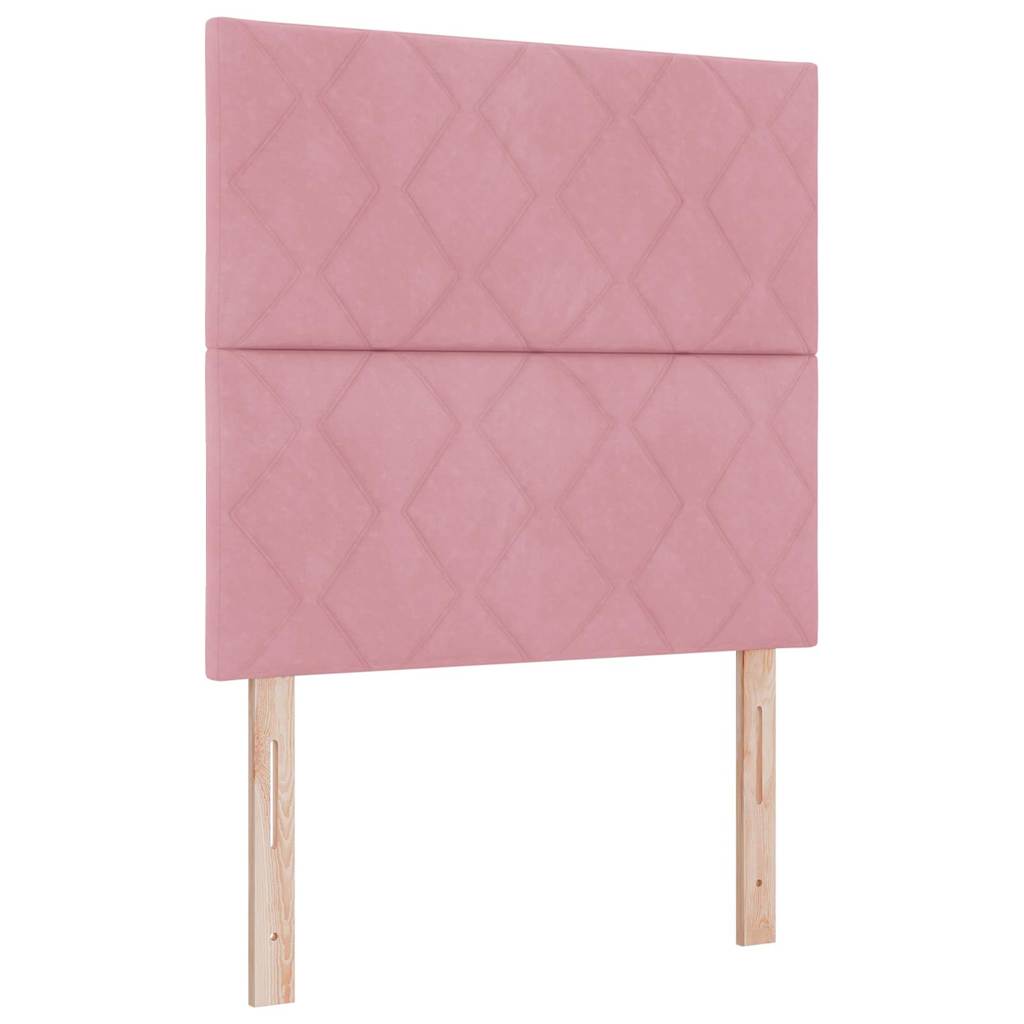 Lit à ressorts avec tête de lit Rose 90 x 200 cm Velours - XIOS