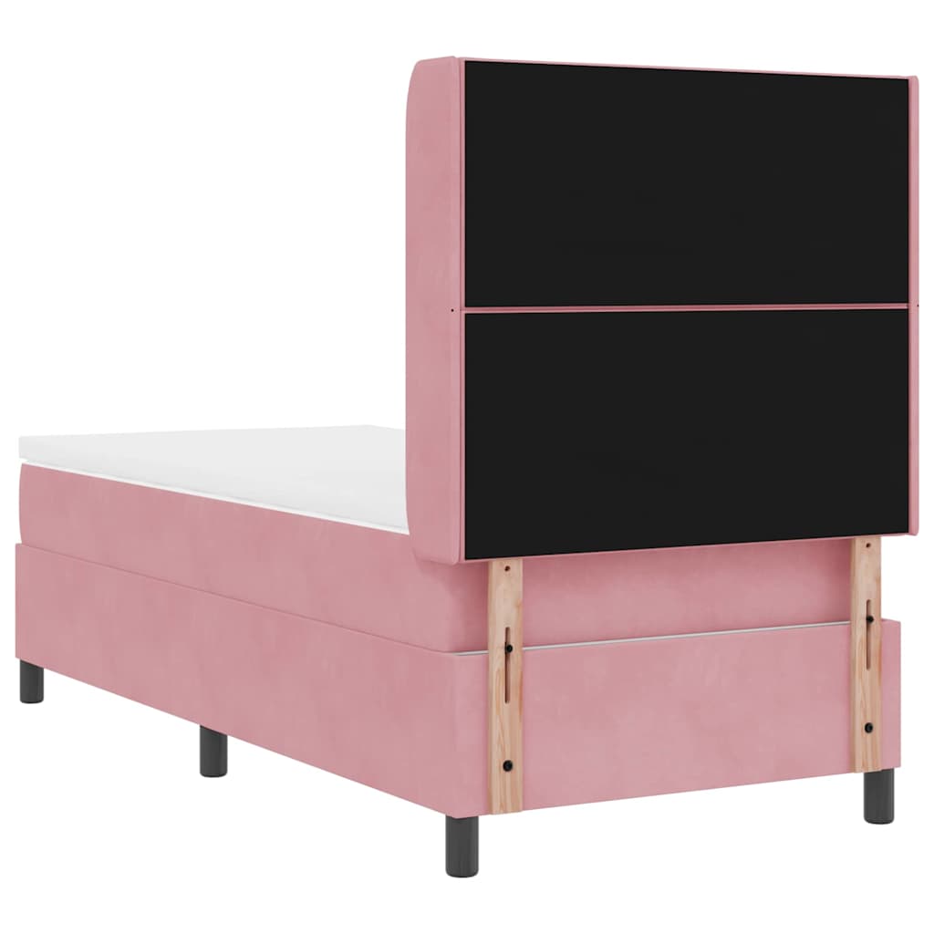 Lit à ressorts avec tête de lit Rose 90 x 200 cm Velours - XIOS