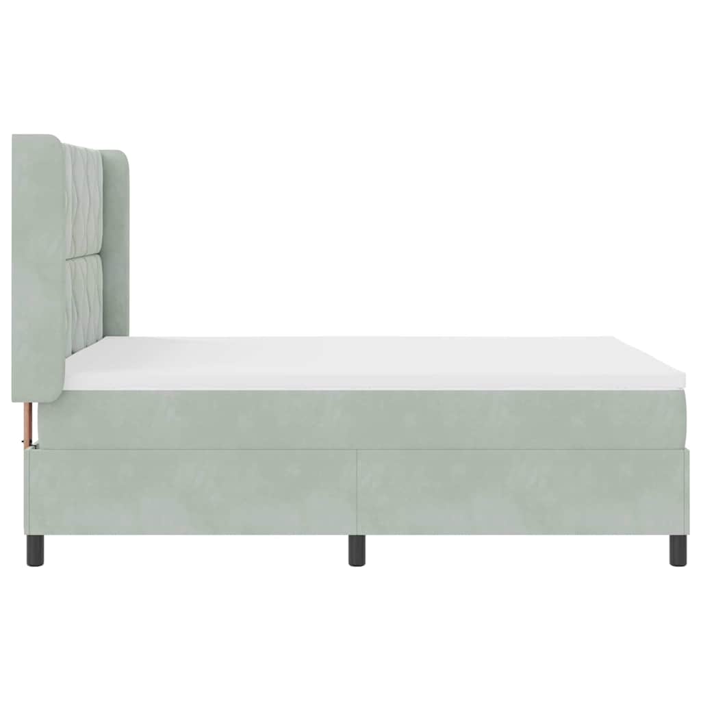 Lit à ressorts avec tête de lit Gris clair 140 x 190 cm Velours - XIOS