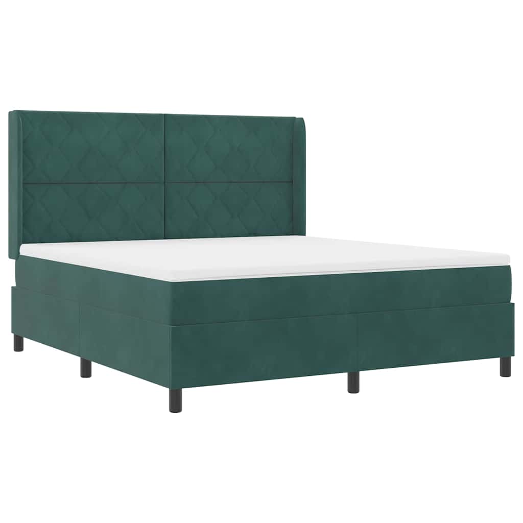 Lit à ressorts avec tête de lit Vert foncé 180 x 200 cm Velours - XIOS