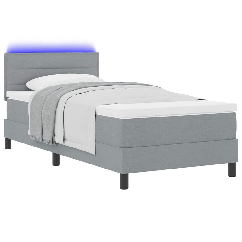 Lit à ressorts avec matelas Gris clair 80 x 200 cm tissu - XIOS