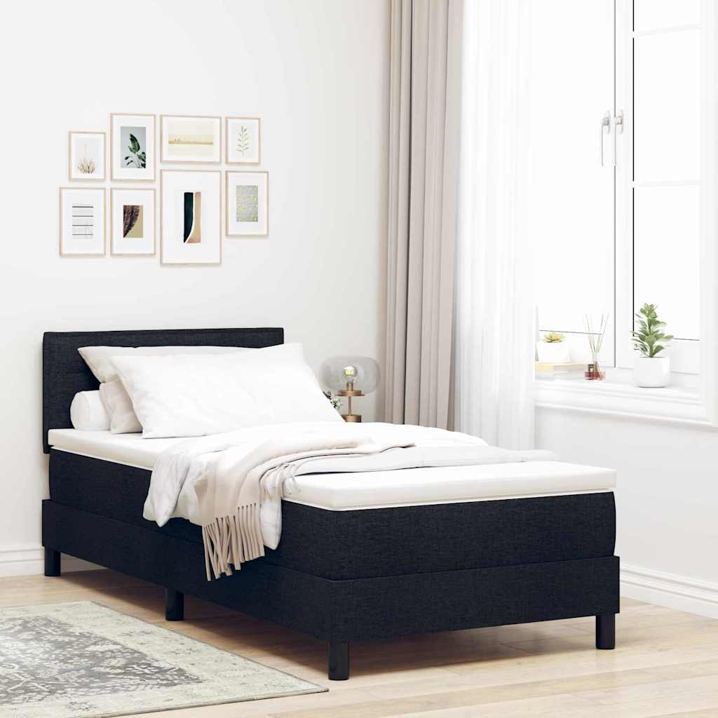 Lit à ressorts avec matelas avec LED Noir 80 x 200 cm tissu - XIOS