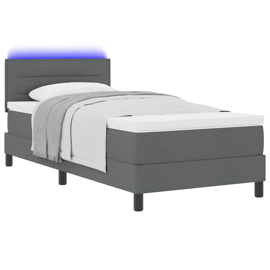 Lit à ressorts avec matelas Gris foncé 90 x 190 cm tissu - XIOS