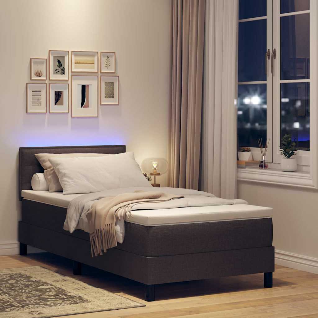 Lit à ressorts avec matelas Marron foncé 90 x 190 cm tissu - XIOS