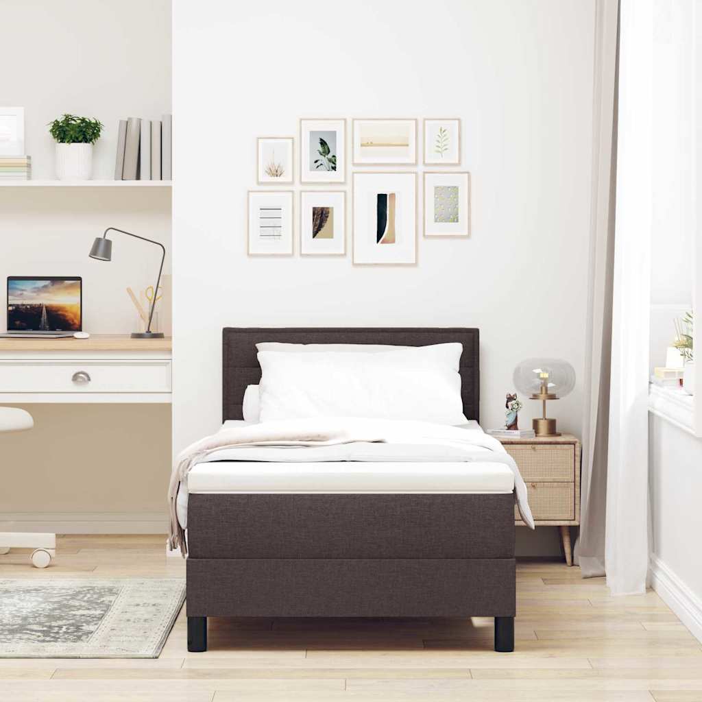 Lit à ressorts avec matelas Marron foncé 90 x 190 cm tissu - XIOS