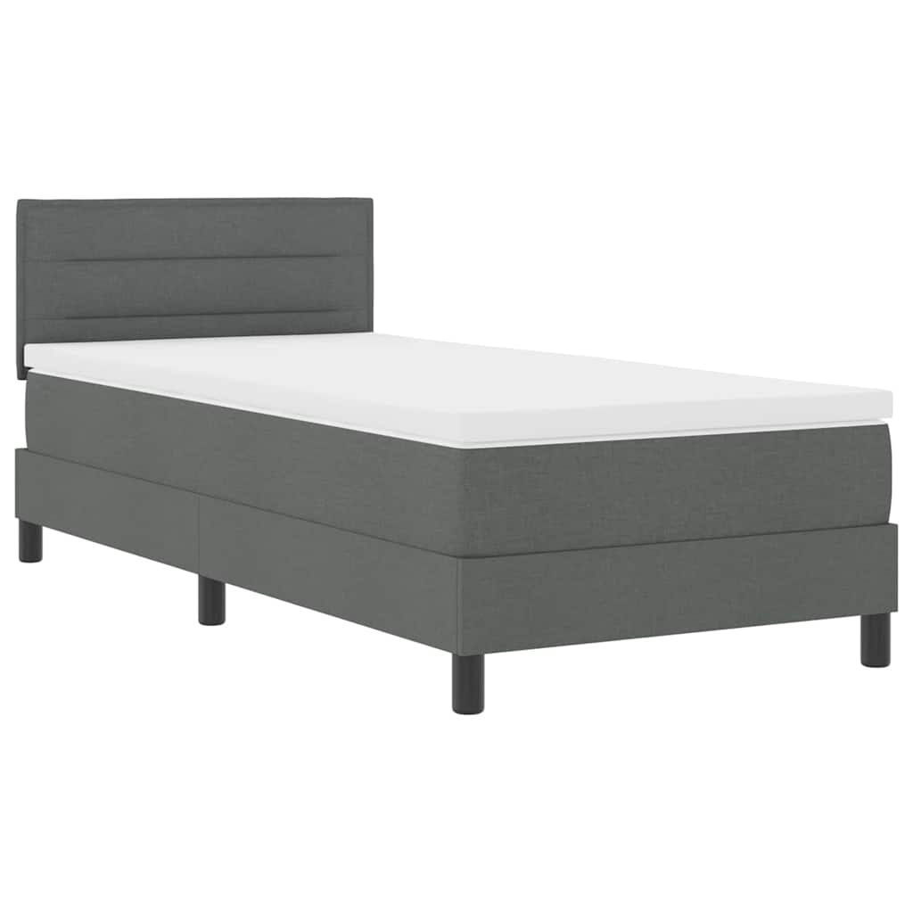 Lit à ressorts avec matelas Gris foncé 90 x 200 cm tissu - XIOS