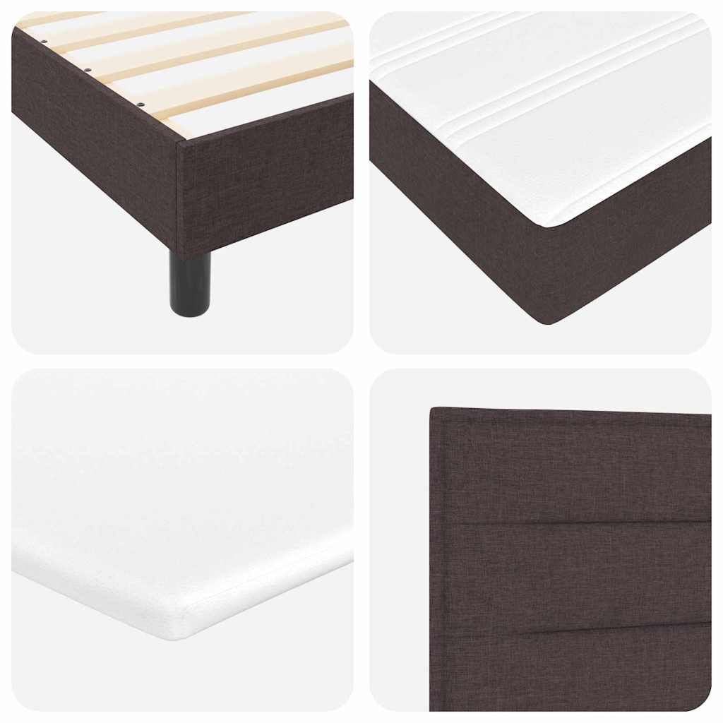 Lit à ressorts avec matelas Marron foncé 90 x 200 cm tissu - XIOS