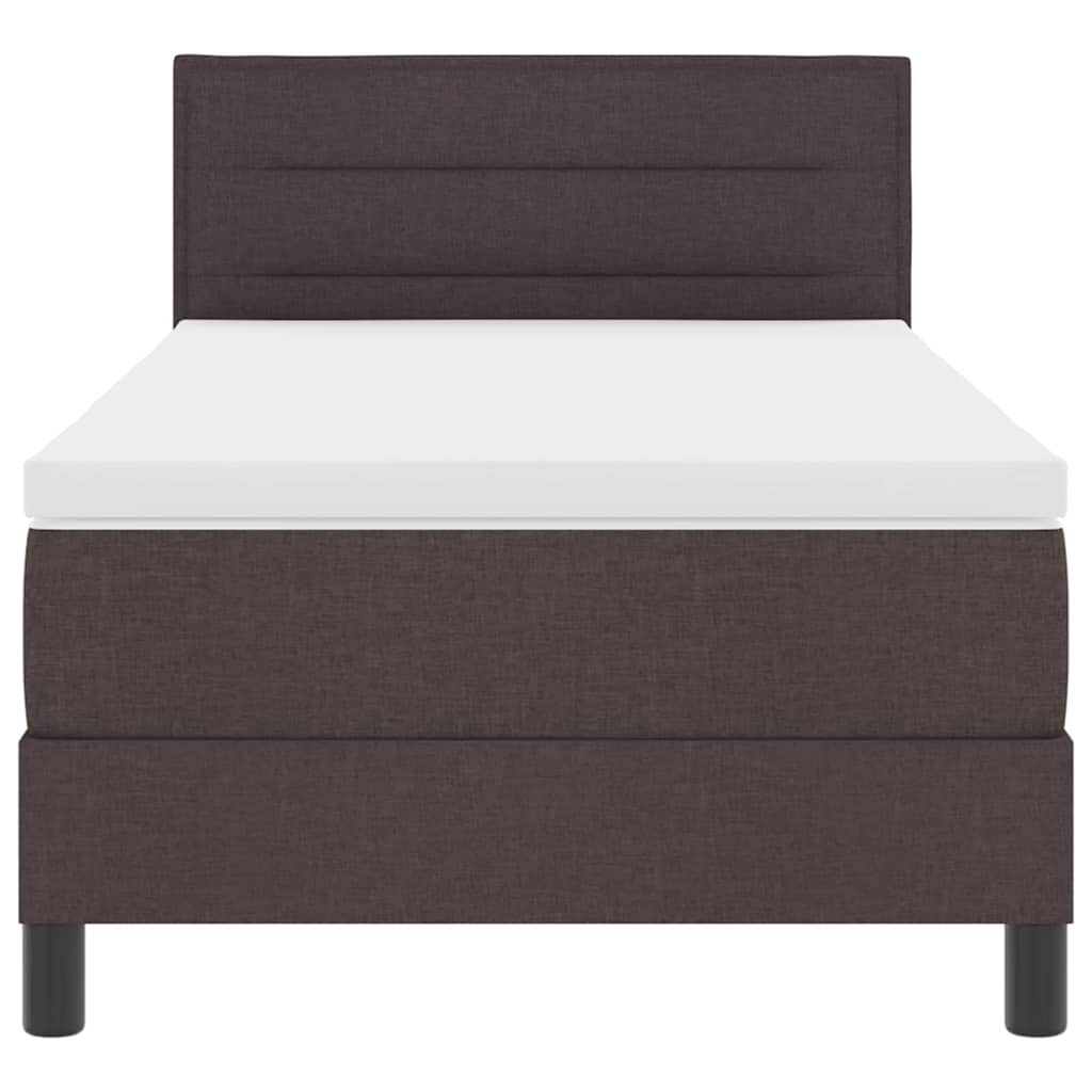 Lit à ressorts avec matelas Marron foncé 90 x 200 cm tissu - XIOS