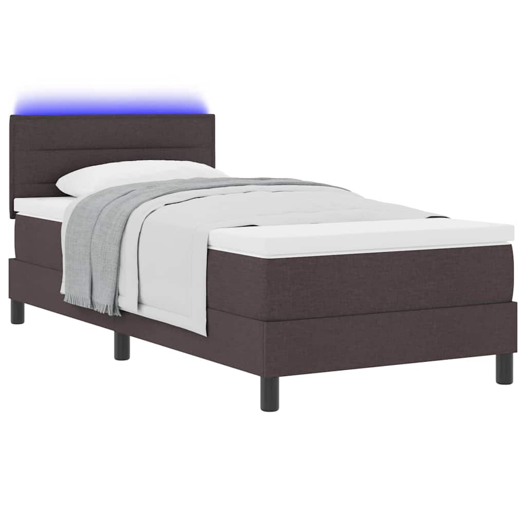 Lit à ressorts avec matelas Marron foncé 90 x 200 cm tissu - XIOS