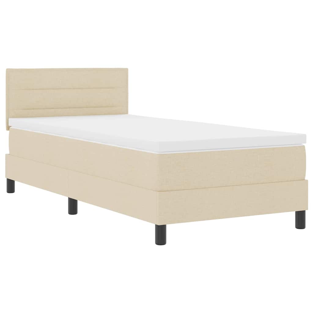 Lit à ressorts avec matelas avec LED Crème 90 x 200 cm tissu - XIOS