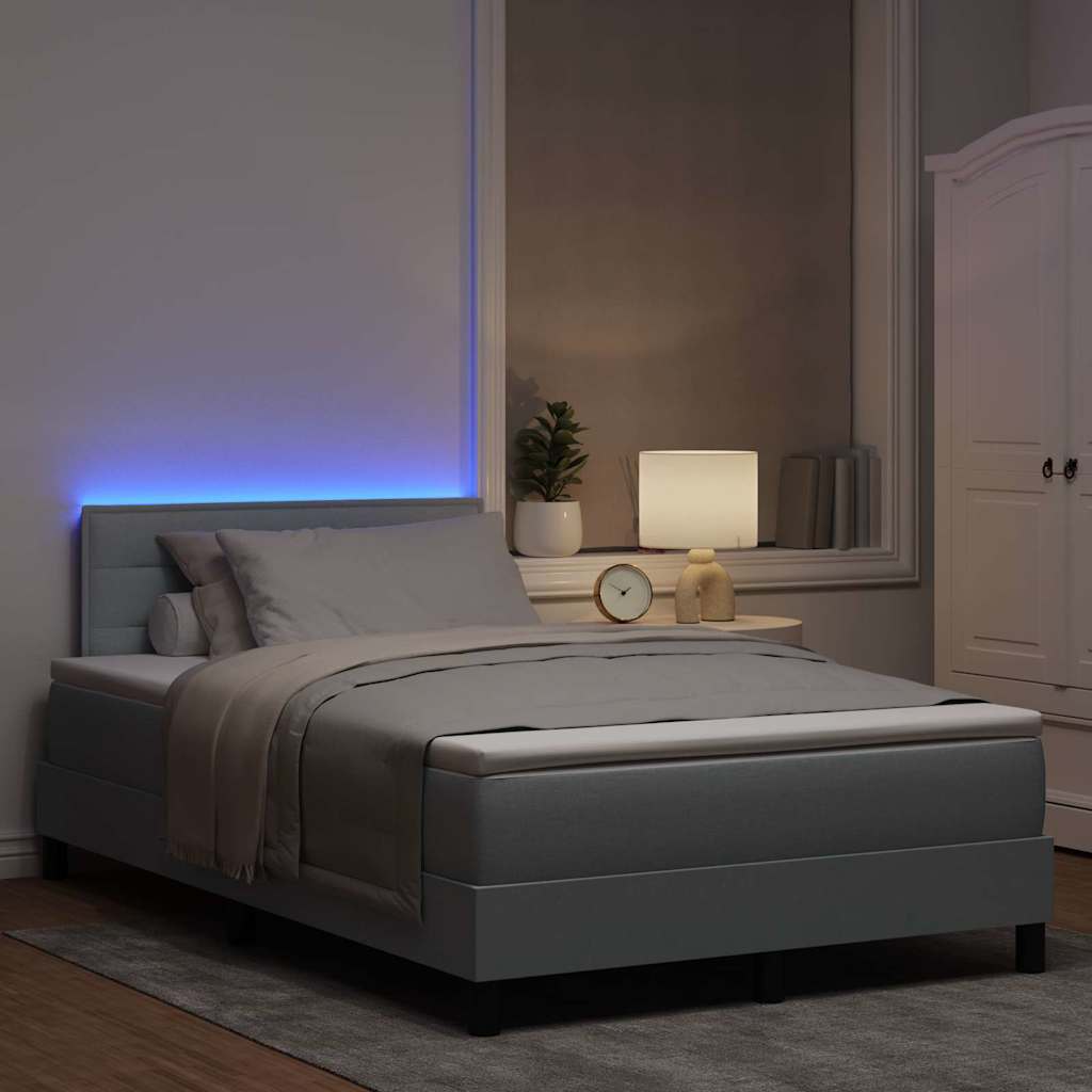 Lit à ressorts avec matelas Gris clair 120 x 190 cm tissu