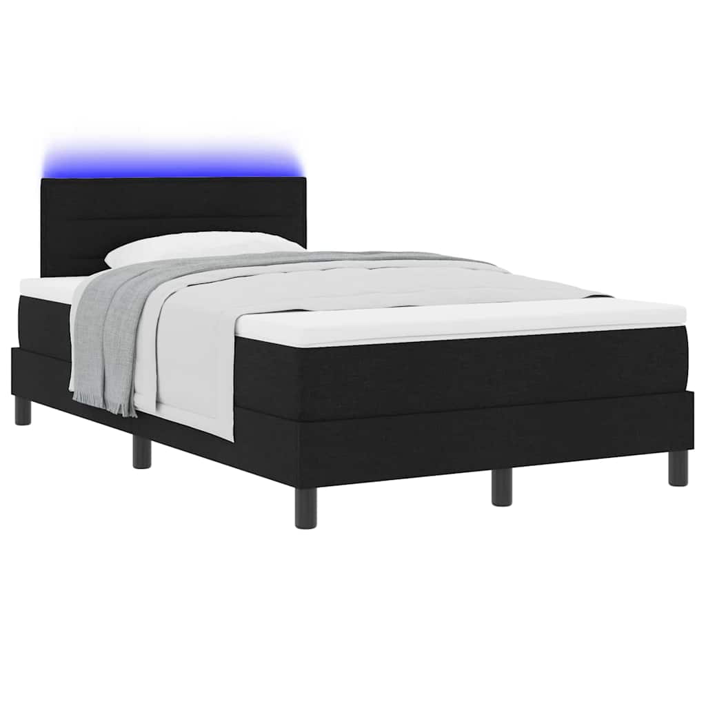 Lit à ressorts avec matelas avec LED Noir 120 x 190 cm tissu - XIOS