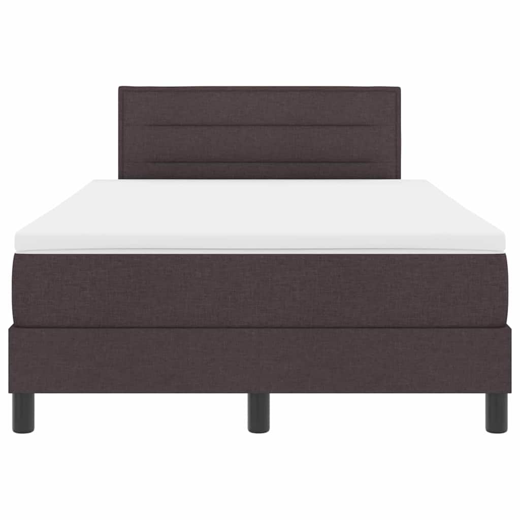 Lit à ressorts avec bandes LED Marron foncé 120 x 190 cm tissu