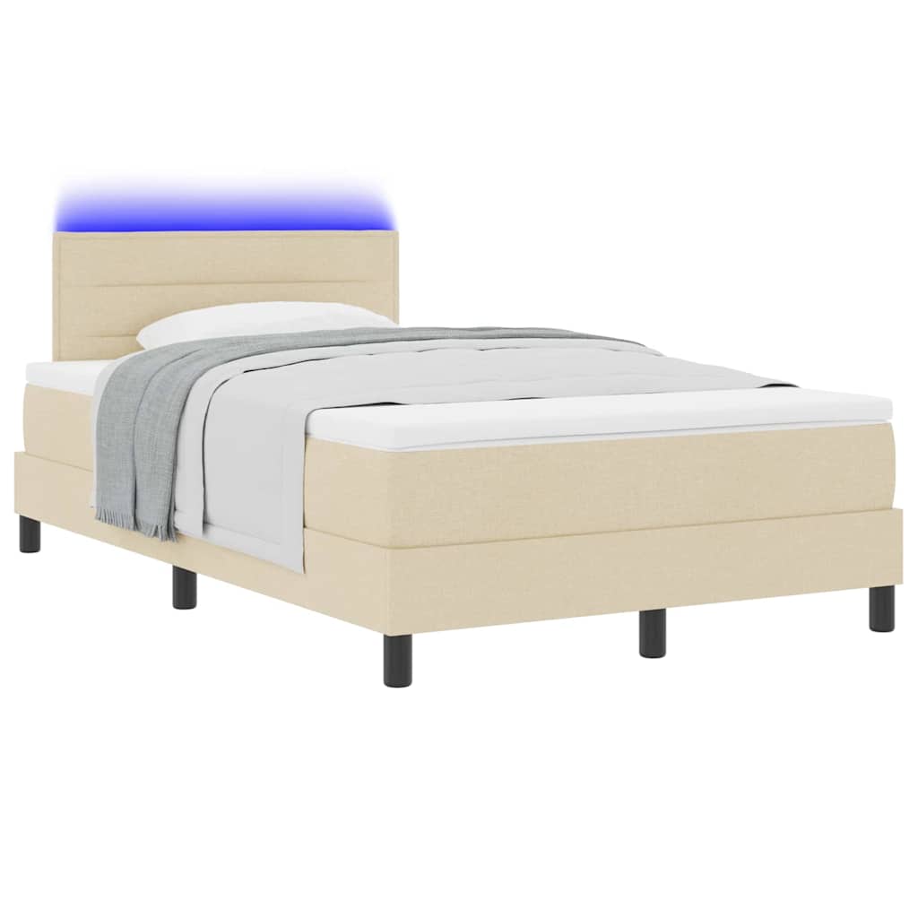 Lit à ressorts avec matelas avec LED Crème 120 x 190 cm tissu - XIOS