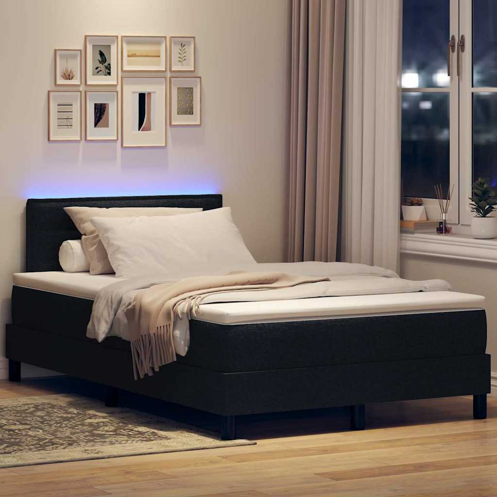 Lit à ressorts avec matelas avec LED Noir 120 x 200 cm tissu - XIOS