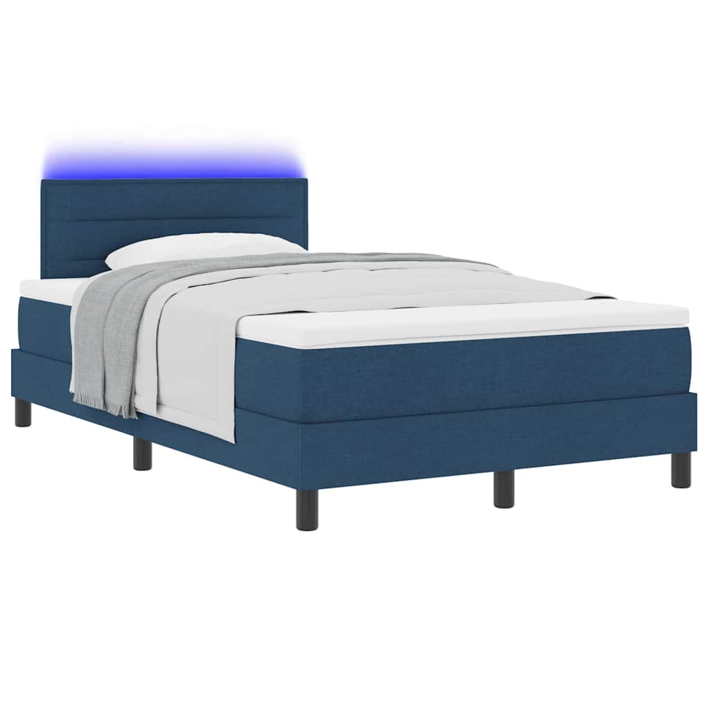 Lit à ressorts avec matelas avec LED Bleu 120 x 200 cm tissu - XIOS