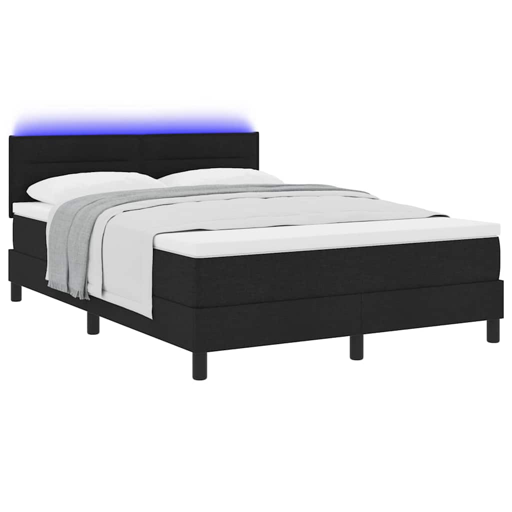 Lit à ressorts avec matelas avec LED Noir 140 x 190 cm tissu - XIOS