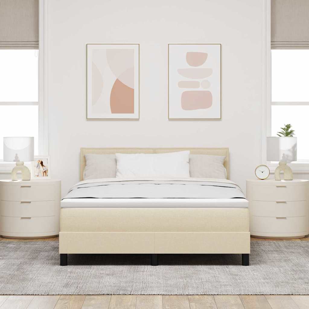 Lit à ressorts avec matelas avec LED Crème 140 x 190 cm tissu - XIOS
