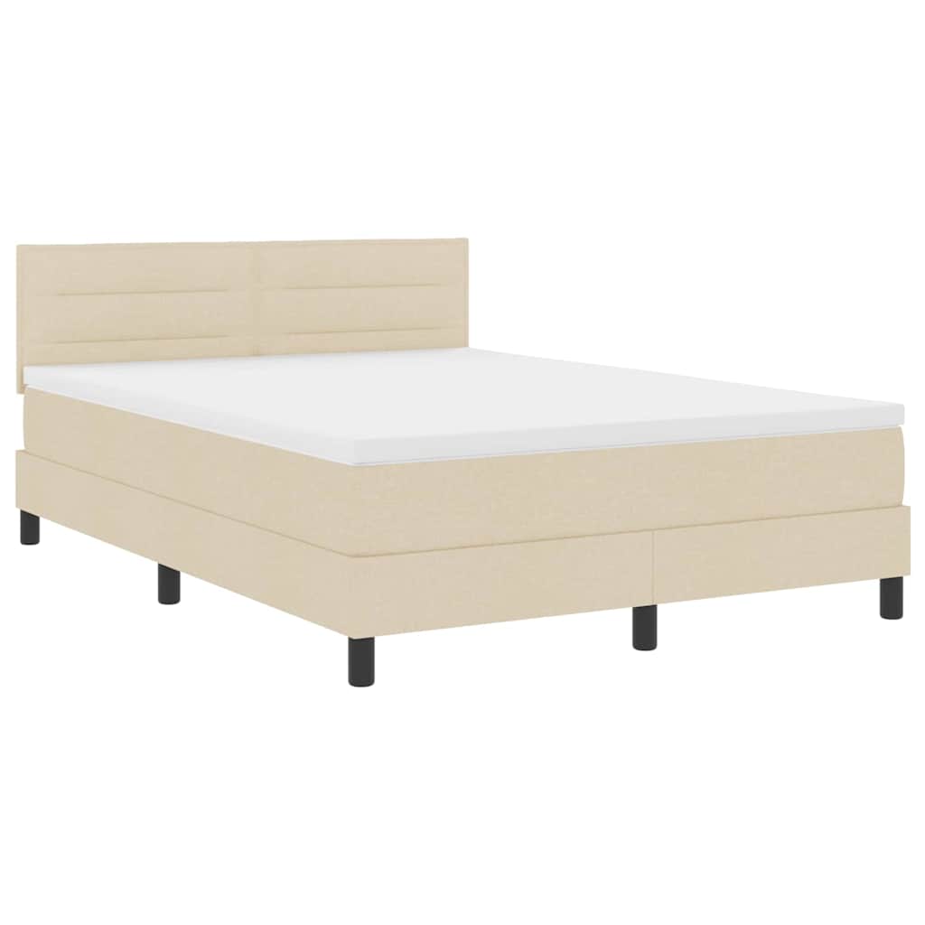 Lit à ressorts avec matelas avec LED Crème 140 x 190 cm tissu - XIOS