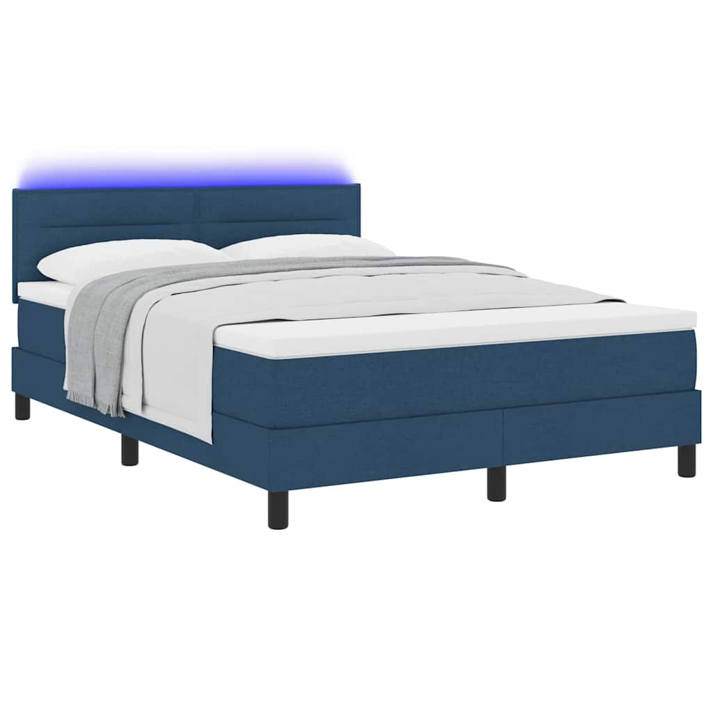 Lit à ressorts avec matelas avec LED Bleu 140 x 190 cm tissu - XIOS