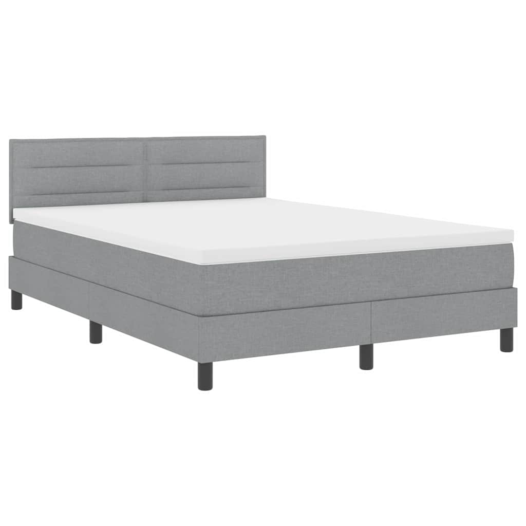 Lit à ressorts avec matelas Gris clair 140 x 200 cm tissu - XIOS