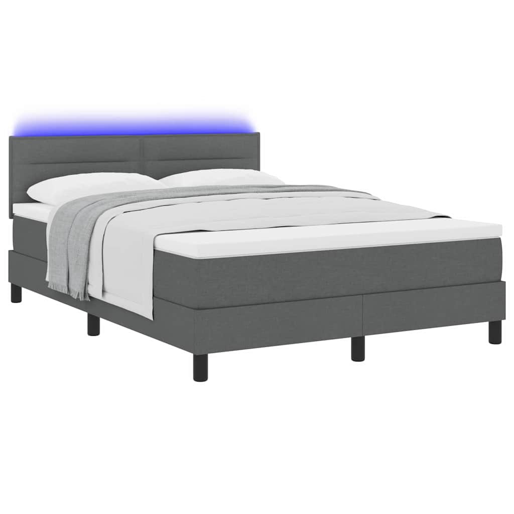 Lit à ressorts avec matelas Gris foncé 140 x 200 cm tissu - XIOS