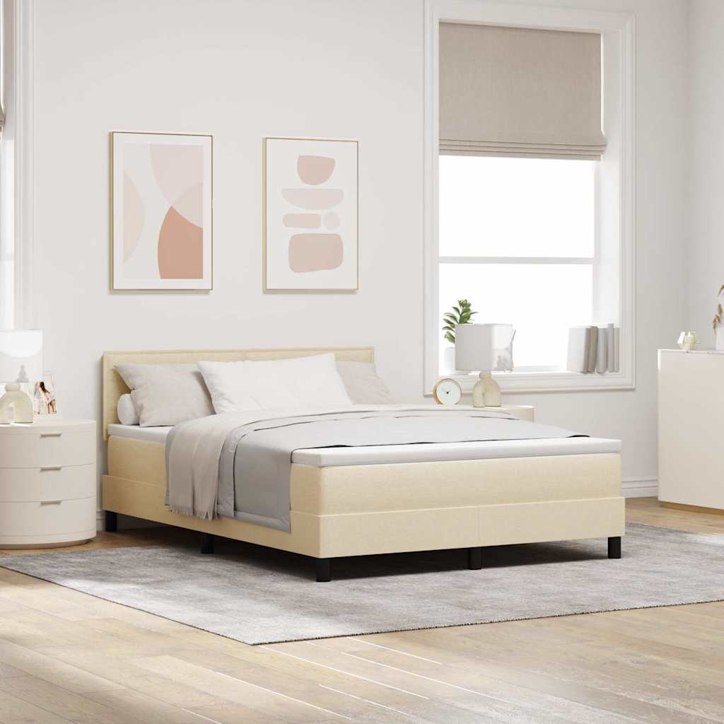 Lit à ressorts avec matelas avec LED Crème 140 x 200 cm tissu - XIOS