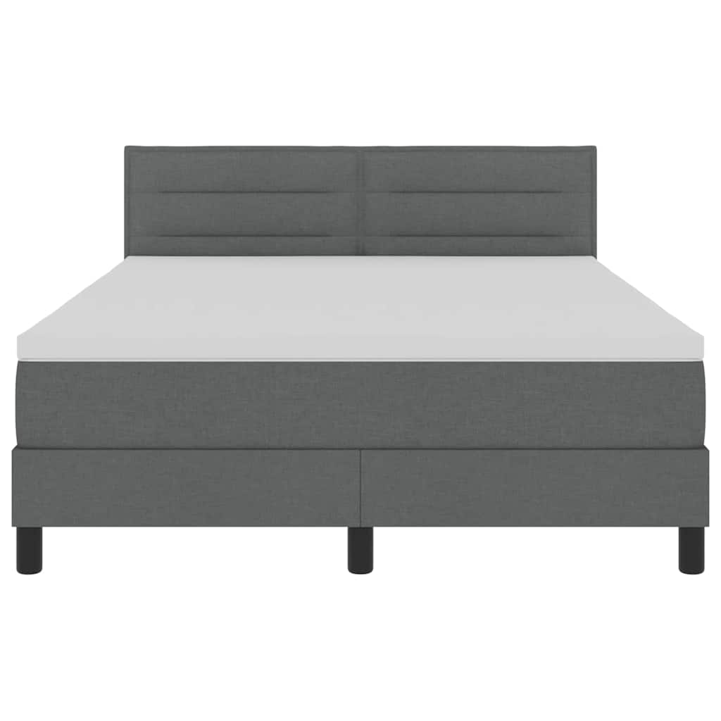 Lit à ressorts avec bandes LED Gris foncé 160 x 200 cm tissu