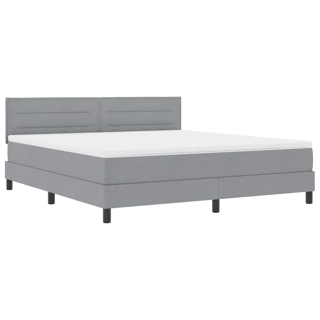 Lit à ressorts avec bandes LED Gris clair 180 x 200 cm tissu