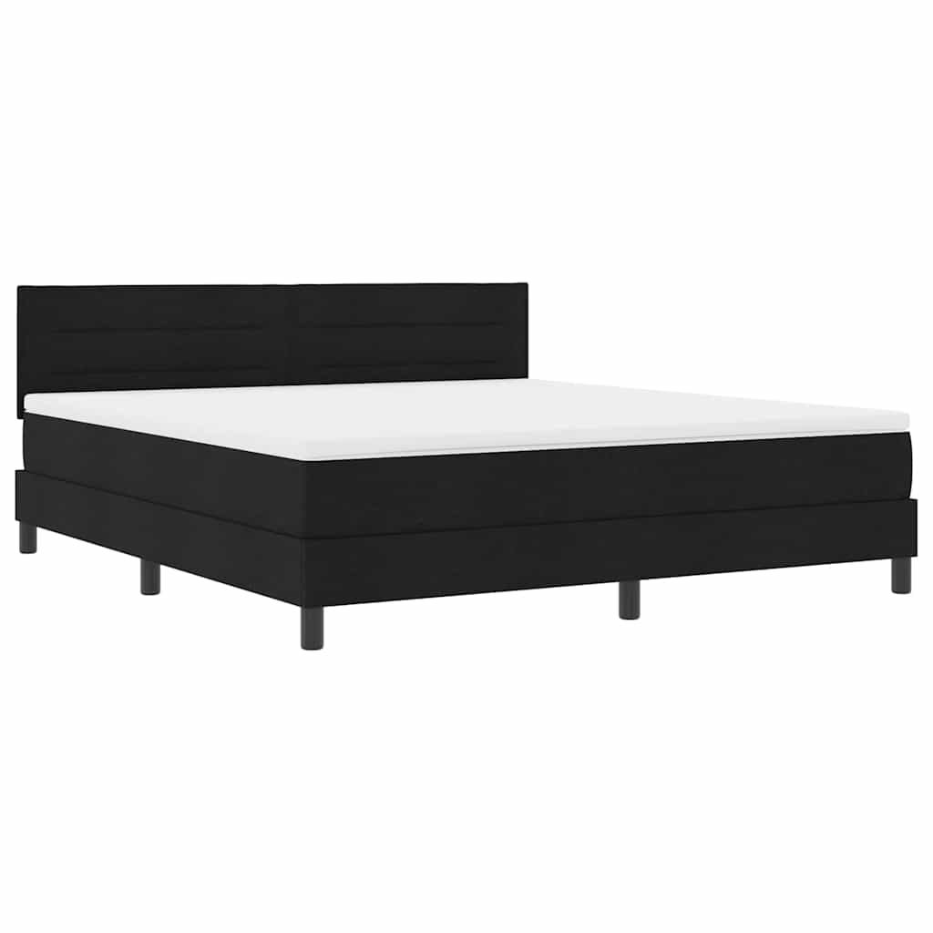 Lit à ressorts avec matelas avec LED Noir 180 x 200 cm tissu - XIOS