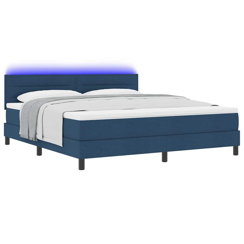Lit à ressorts avec matelas avec LED Bleu 180 x 200 cm tissu - XIOS
