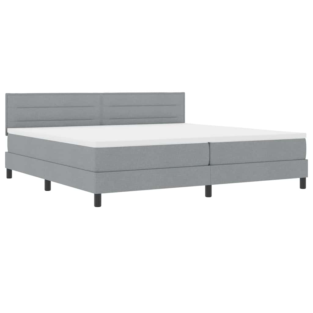 Lit à ressorts avec matelas Gris clair 200 x 200 cm tissu - XIOS