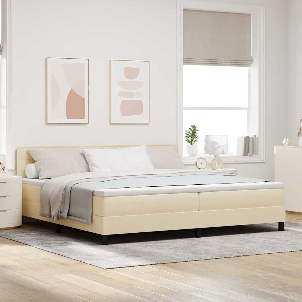 Lit à ressorts avec matelas avec LED Crème 200 x 200 cm tissu - XIOS