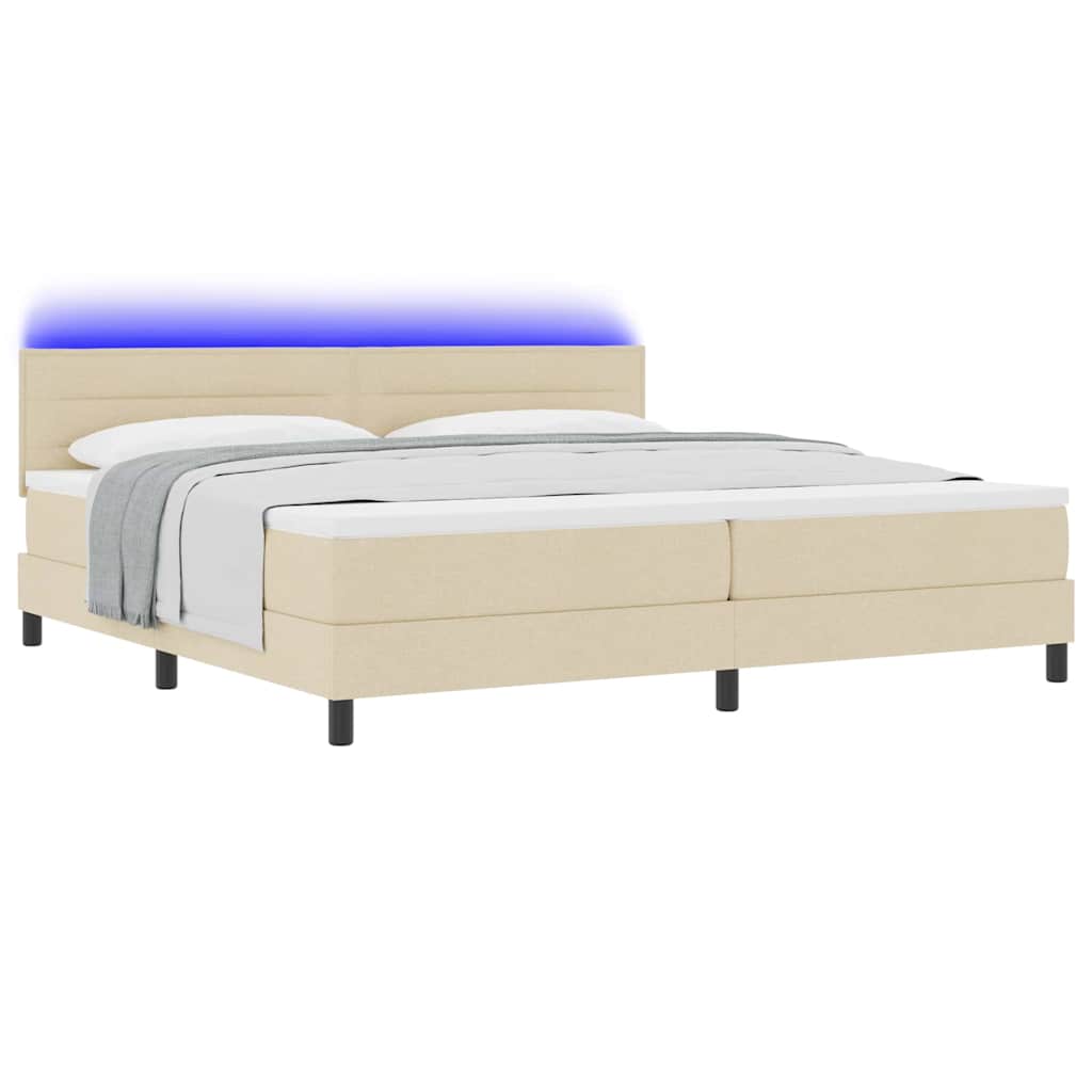 Lit à ressorts avec matelas avec LED Crème 200 x 200 cm tissu - XIOS