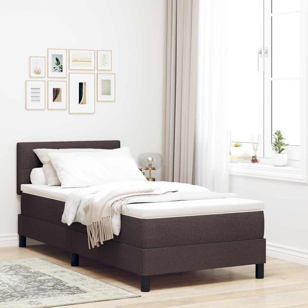 Lit à ressorts avec bandes LED Marron foncé 80 x 200 cm tissu - XIOS