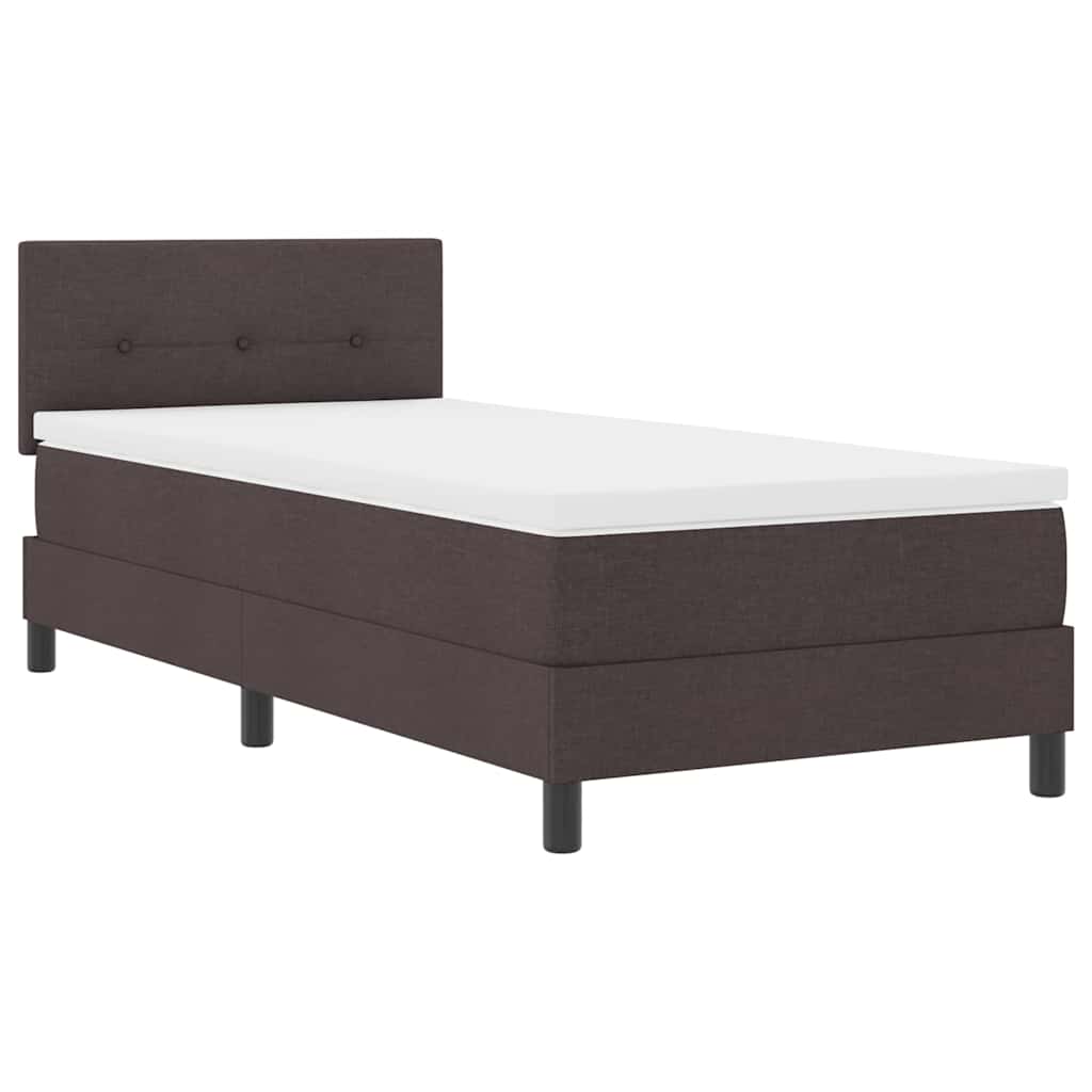 Lit à ressorts avec bandes LED Marron foncé 80 x 200 cm tissu - XIOS