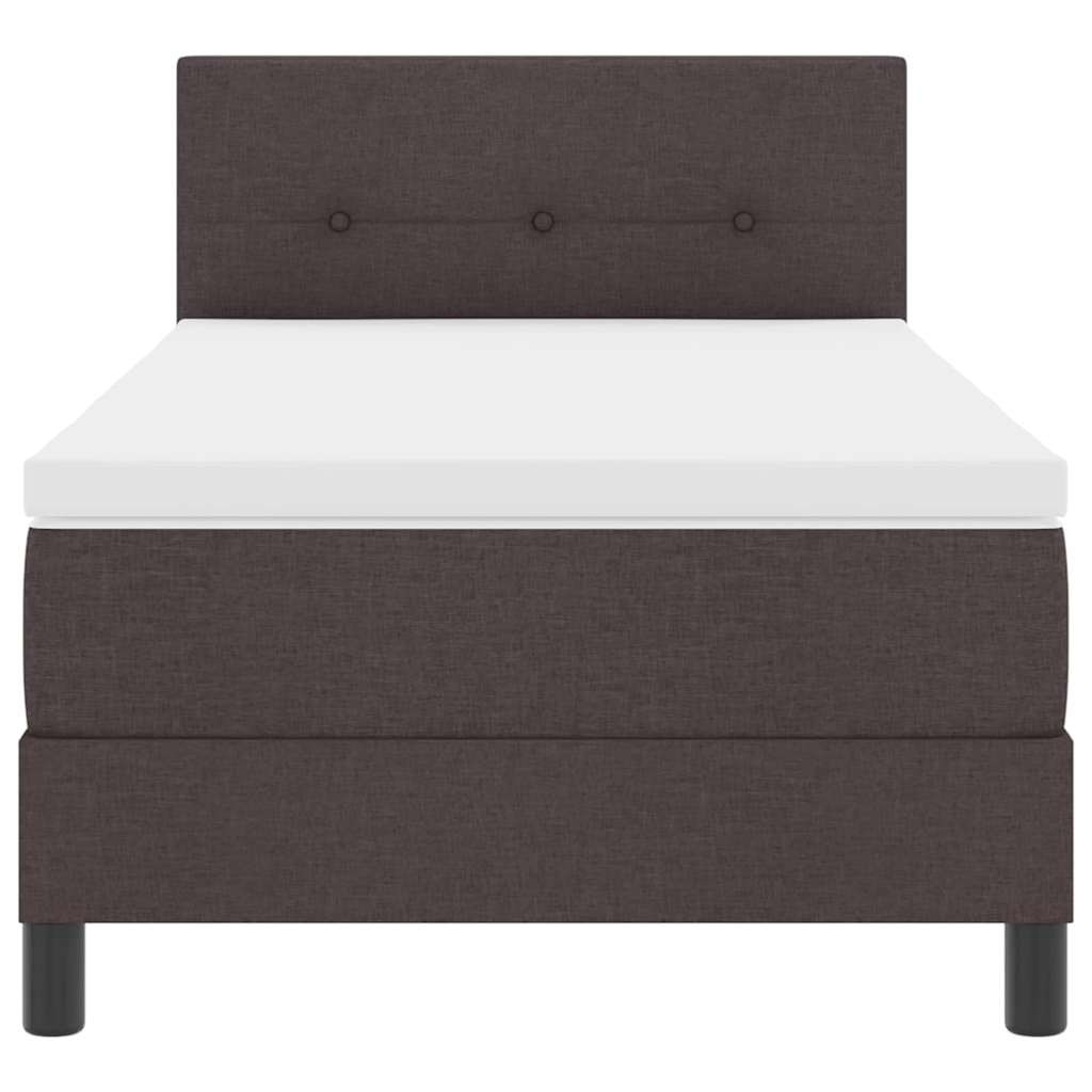 Lit à ressorts avec matelas Marron foncé 80 x 200 cm tissu - XIOS