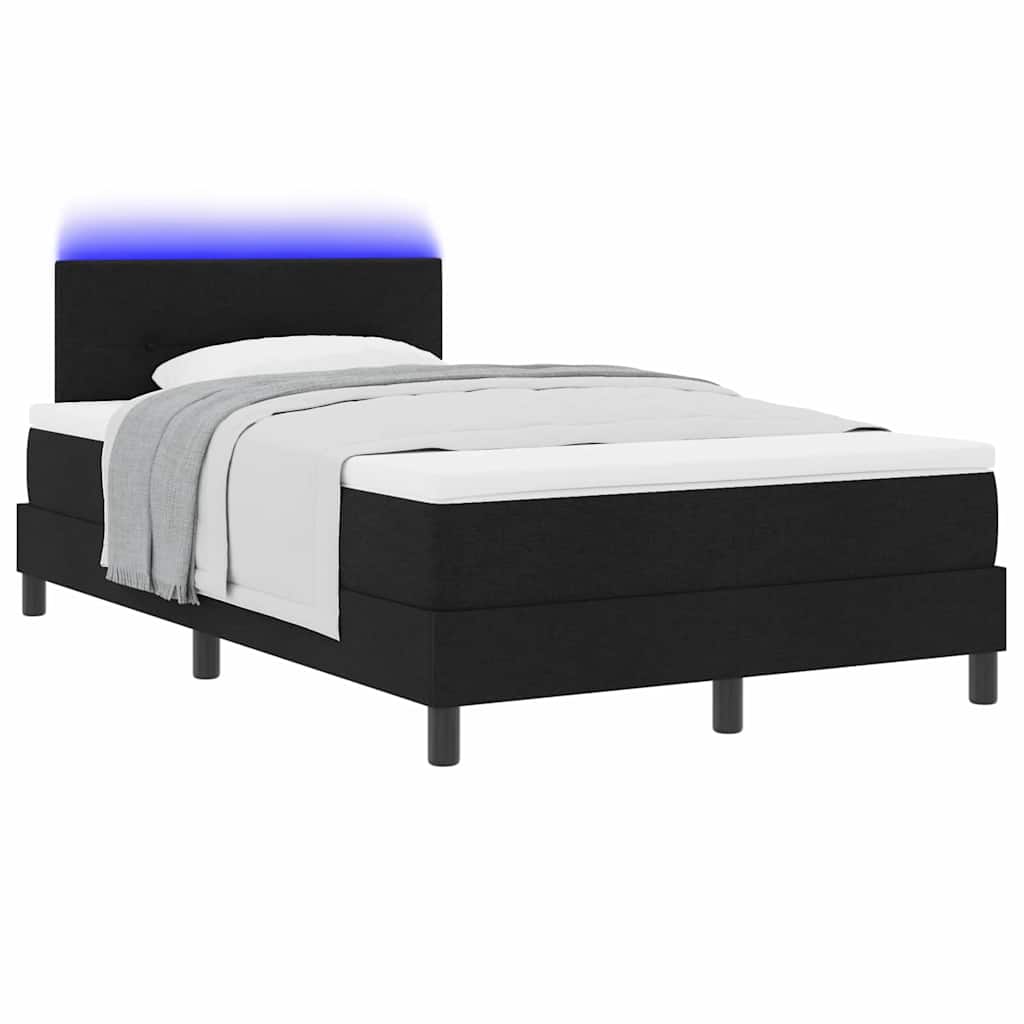 Lit à ressorts avec bandes LED Noir 120 x 190 cm tissu - XIOS