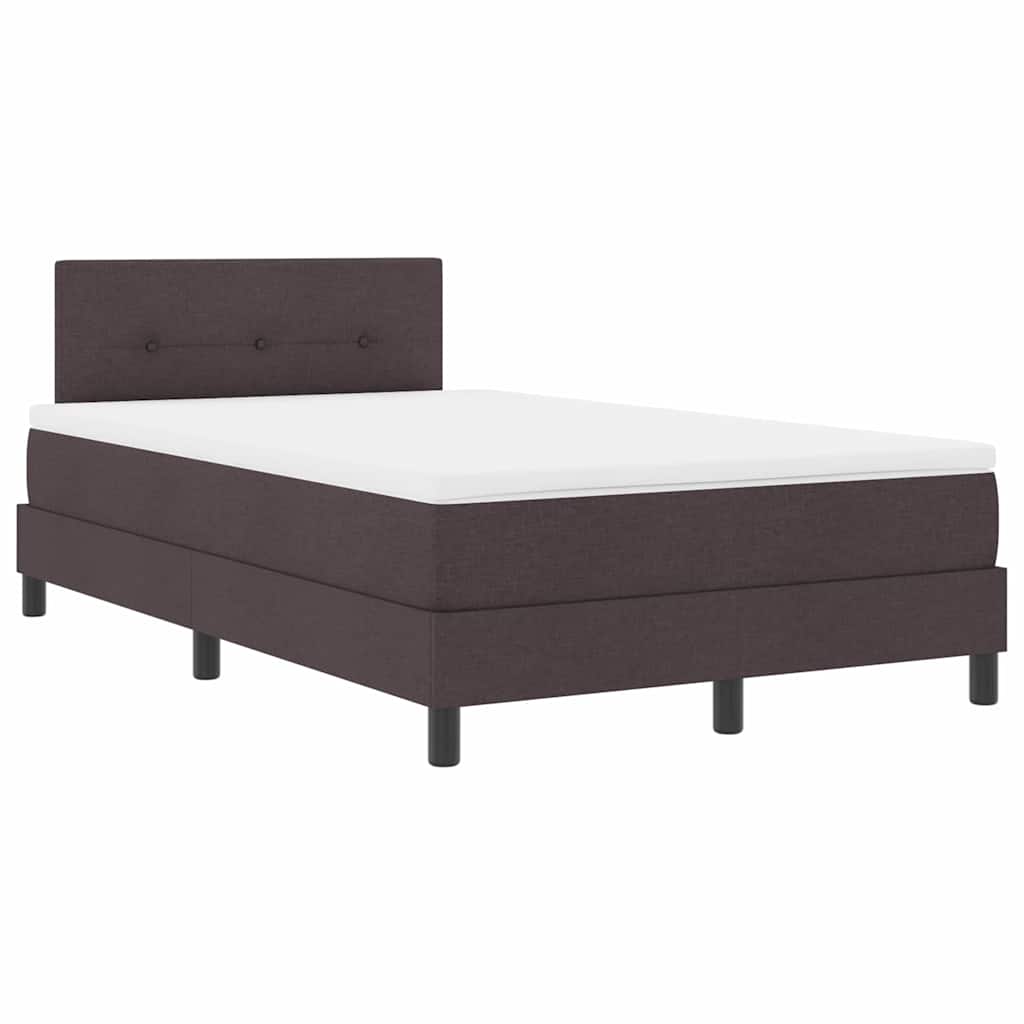 Lit à ressorts avec bandes LED Marron foncé 120 x 200 cm tissu - XIOS